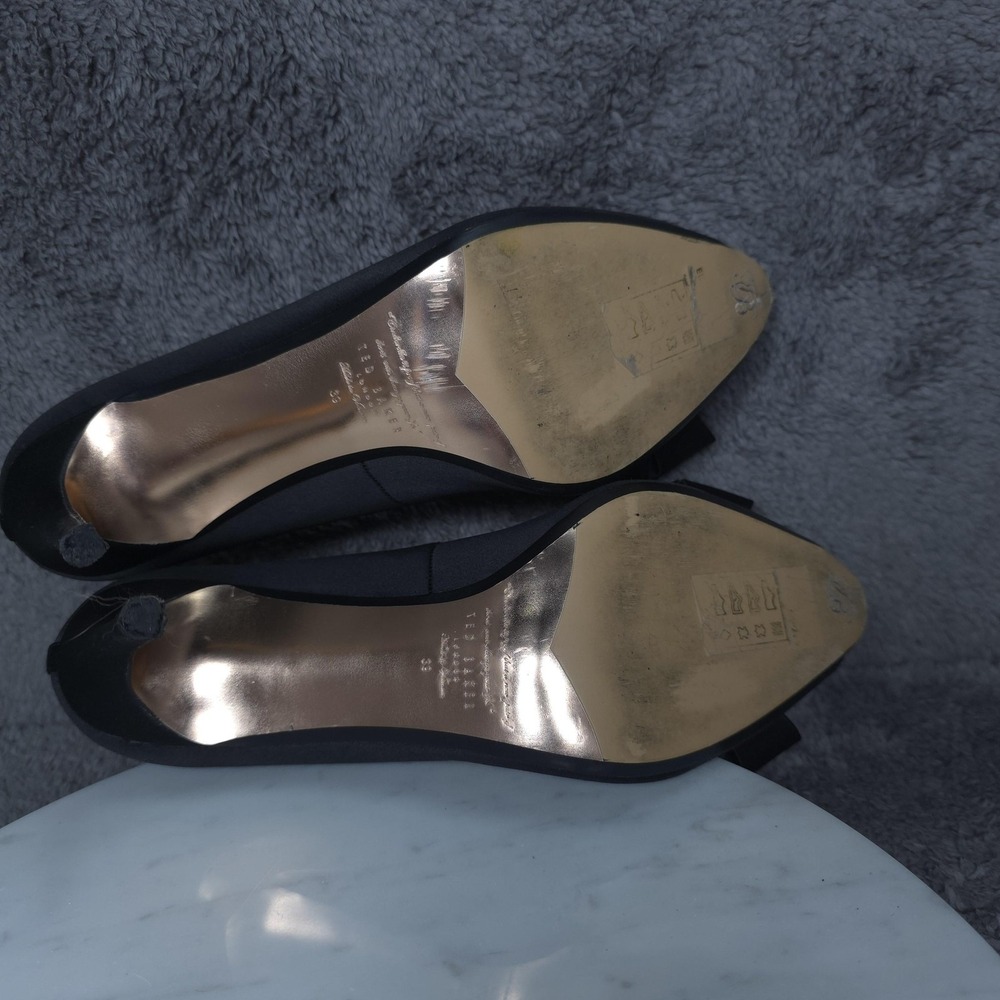 Ted Baker Shoes Womens Size 8 Black Peep Toe Bow High Heel Dress Pumps - Picture 7 of 10